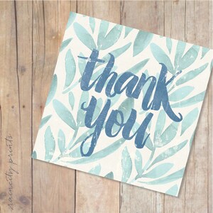 Thank you Card. Teacher Thank You card. Water Colour botanical thank you card. Blank Greeting Card.