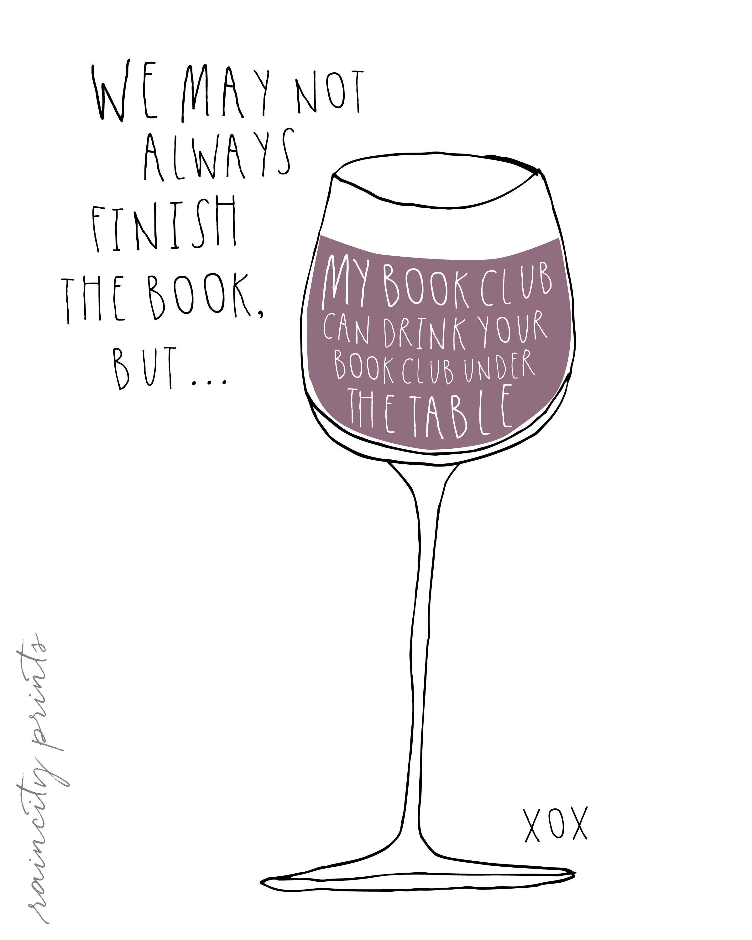 Book Club Wine Club Art Print. Funny Book Club Gift. My Book Etsy Canada