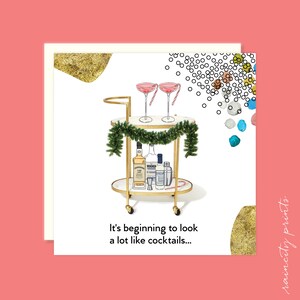 Beginning to Look Like Cocktails Christmas Card, Funny Cocktails Christmas Card, Dreaming of a White Christmas Wine lover Holiday Xmas Card