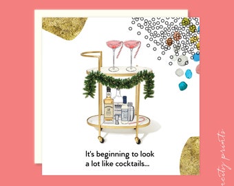 It's beginning to look a lot like Cocktails Christmas Card Boxed Set, Funny Cocktail Christmas Card Set of 8. Holiday Party invitations set