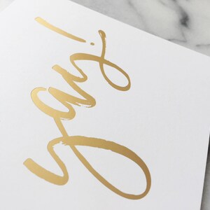 Yay! Felicitatieskaart. Afstudeerkaart. Trouwkaart. Nieuwe babykaart. Nieuwe Job Card. Gold Foil Celebration Card. Gold Yay Wenskaart