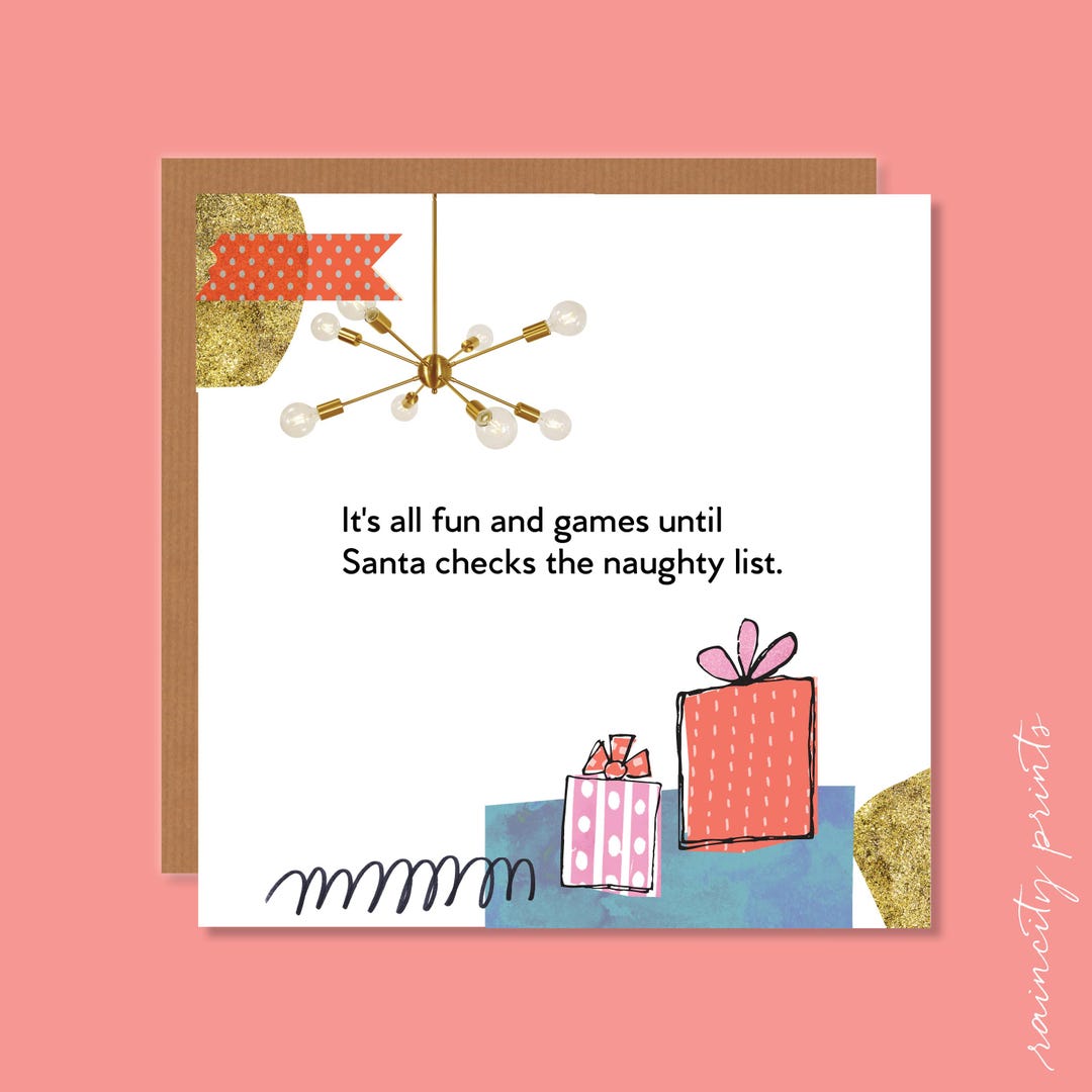 Funny Naughty List Christmas Card, Naughty List Holiday Xmas Card