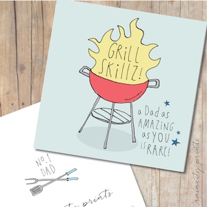 Grill Skillz Fathers Day card. A Dad as amazing as you is rare. Funny Fathers Day Card. Funny Dad Birthday Card.