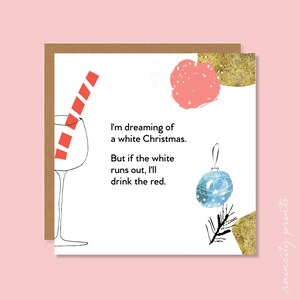 Beginning to Look Like Cocktails Christmas Card, Funny Cocktails Christmas Card, Dreaming of a White Christmas Wine lover Holiday Xmas Card image 3
