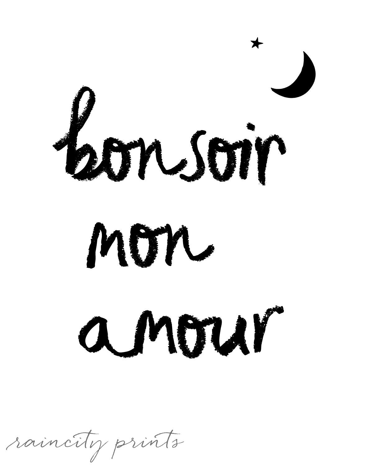 Bon Soir Mon Amour Inspirational Art Print. Good Night My Love French Quote.  Typographic Art. Minimalist Modern Wall Art. Nursery Decor - Etsy, image size:1200x1500