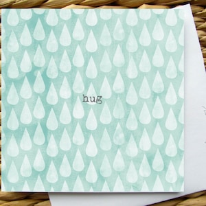 carte d'empathie câlin. Carte de sympathie. Je suis ici pour votre carte. Carte BFF. Carte d'amitié. gouttes de pluie déchire carte de couleur de l'eau. Carte de vœux vierge