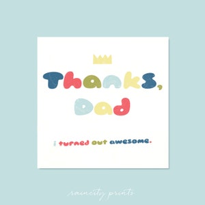 Bedankt, vader. Ik bleek awesome wenskaart. Fathers Day Card. Funny papa Card. Retro Punch Illustraton. Lege wenskaart.