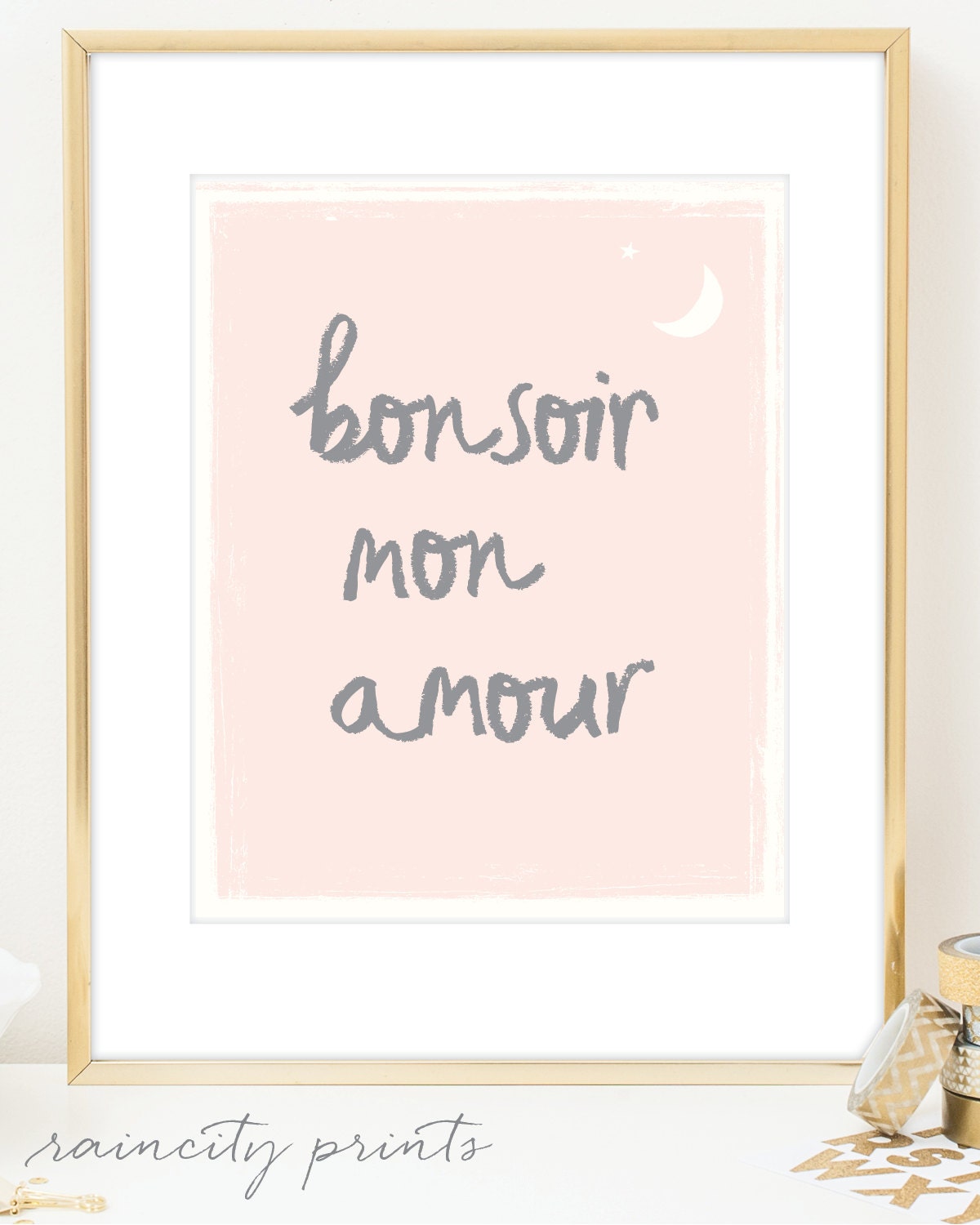 Bon Soir Mon Amour Inspirational Art Print. Good Night My Love French Quote.  Typographic Art. Minimalist Modern Wall Art. Nursery Decor - Etsy, image size:1200x1500