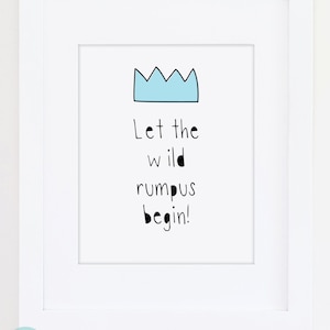 Let The Wild Rumpus Begin Nursery Decor. Where the Wild Things Are Typographic Print. New Baby Gift. Inspirational Wall Art. Teacher Gift