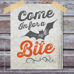Printable Halloween Decor. Instant Download 2 Prints: Witch in the House and Come in for a Bite Halloween Wall Art. Halloween Signs image 2