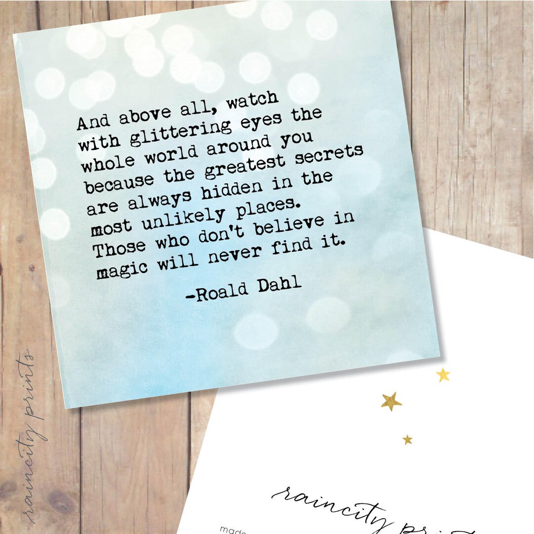 Roald Dahl Glittering Eyes Card. Birthday Graduation Etsy