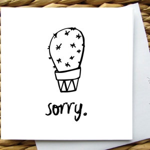 Carte désolée. Carte d'empathie. Carte de sympathie. Carte d'excuses Cactus. Carte BFF. Carte d'amitié. Carte de câlin. Carte de vœux vierge