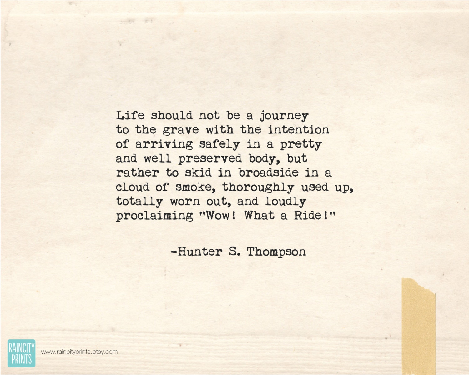 Hunter S Thompson Quote. Inspirational Art Print. Fear and Loathing in ...