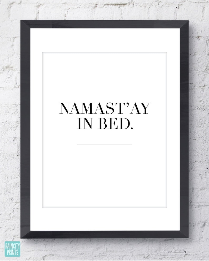Namast'ay in Bed Art Print. Namaste Yoga Art. Bedroom - Etsy