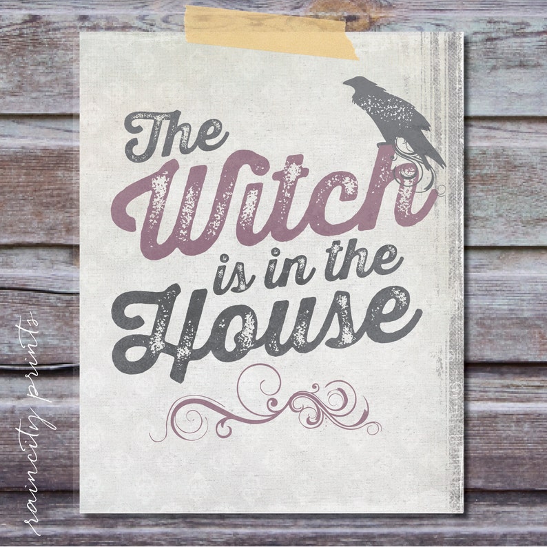 Printable Halloween Decor. Instant Download 2 Prints: Witch in the House and Come in for a Bite Halloween Wall Art. Halloween Signs image 1