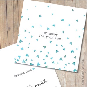 Désolé pour votre perte Carte de sympathie. Carte de condoléances. Envoi d’amour. Carte de condoléances Raining Hearts.