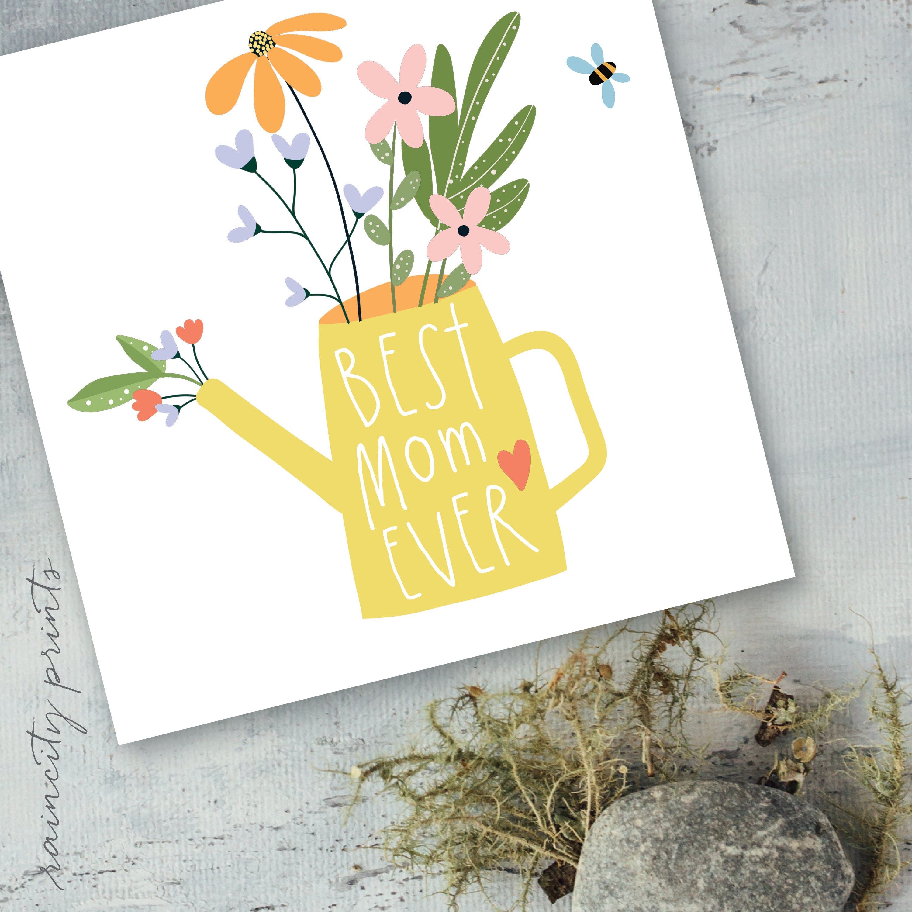 Best Mom Ever Mothers Day Card. Greeting Card for Mom. Floral Mother's ...