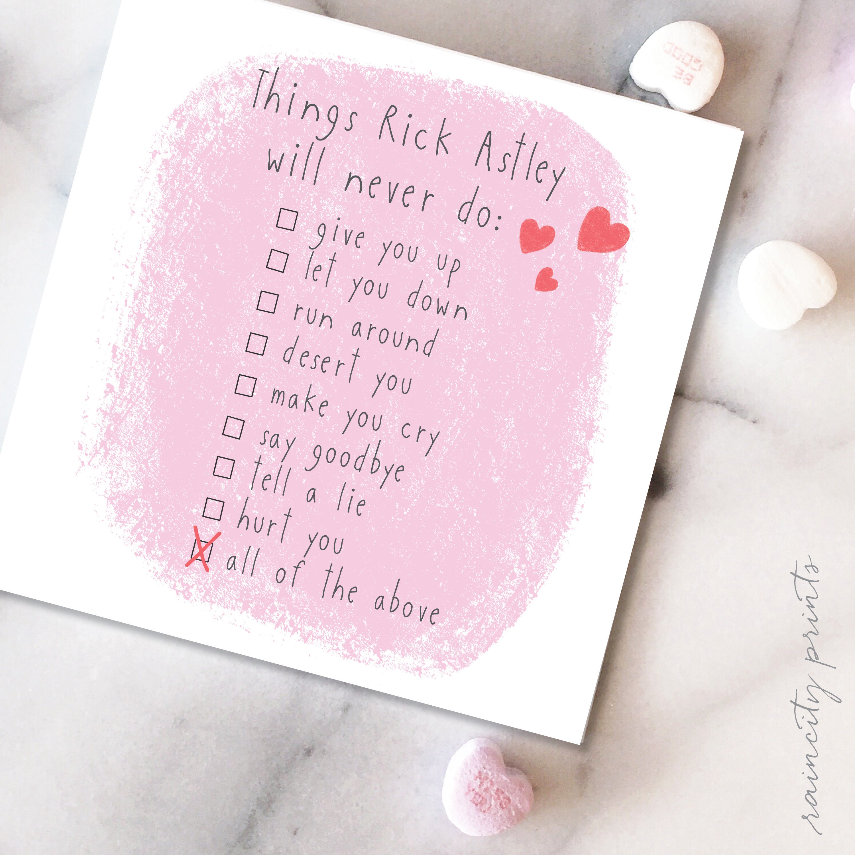 Never Gonna Give You Up Rickroll - Rick Astley  Greeting Card for