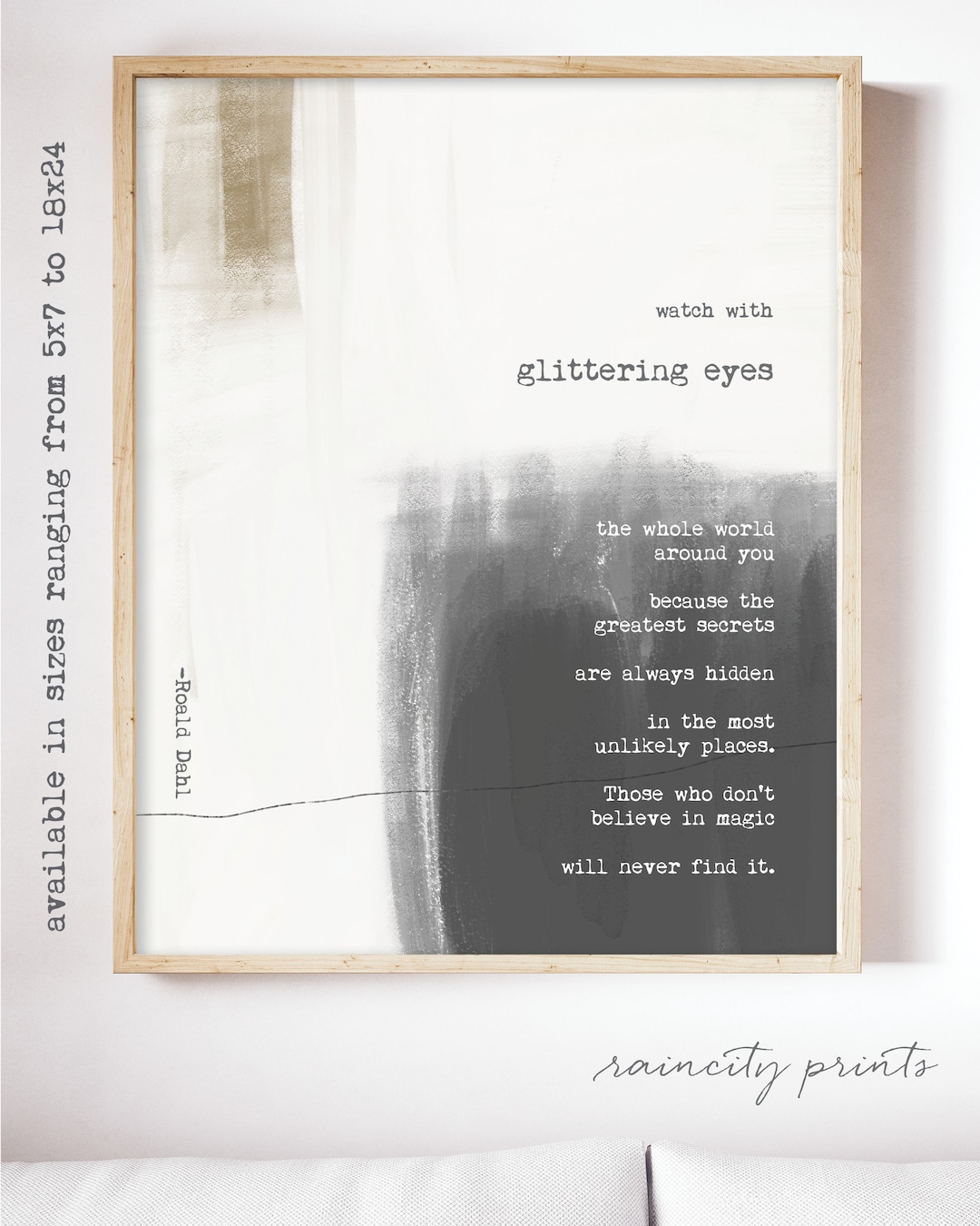 Roald Dahl Glittering Eyes Print. Watch With Glittering Eyes