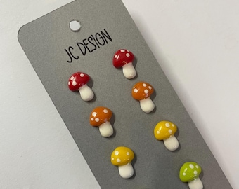 Mushroom (rainbow) stud earrings