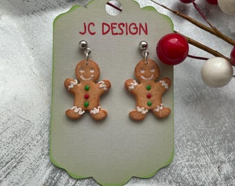 Gingerbread man stud/dangle earrings