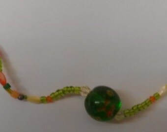 Marble Necklace in greens, yellows and oranges