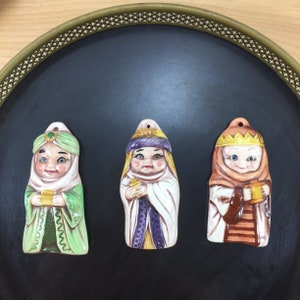 Three Wise Men Hand-Painted Ornaments — 1970/80s
