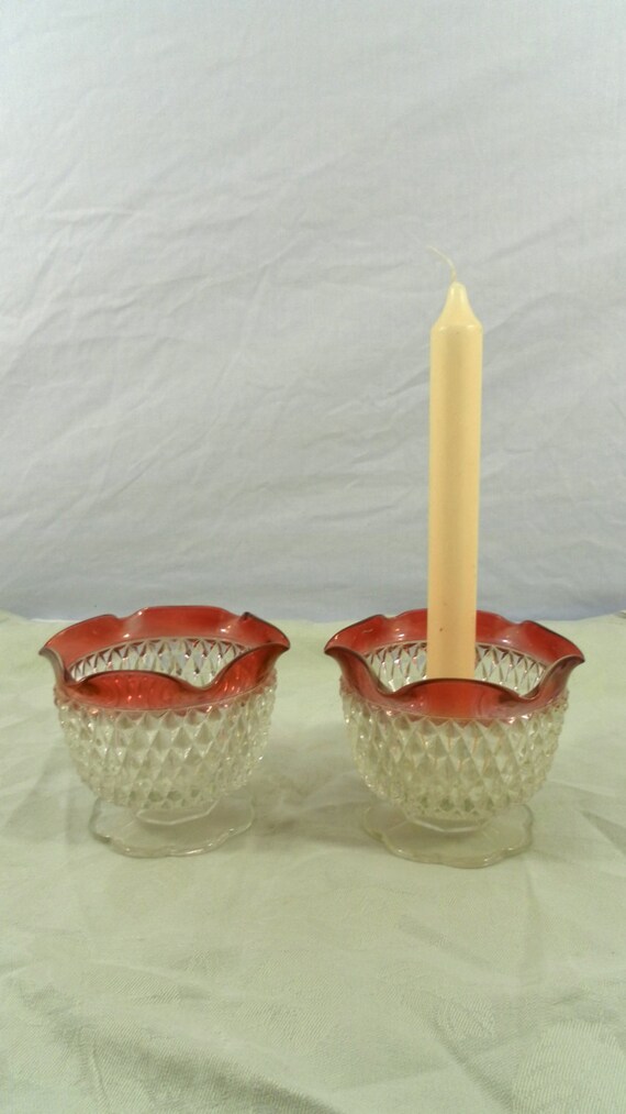 Candle Holders & Accessories Home Décor Pair of Ruby Flash Glass