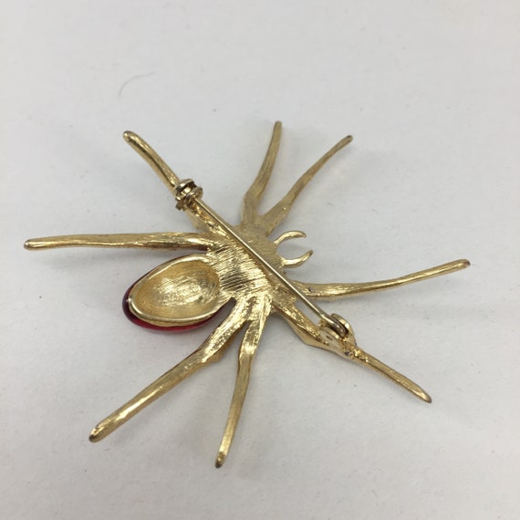 SPIDER—HALLOWEEN — Red Enamel and Rhinestone Spid… - image 8