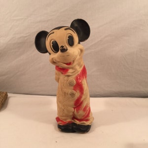 Rubber Mickey Mouse in Clown Suit Squeeze Toy — c1945-1960