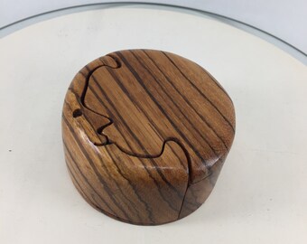 Jewelry Puzzle Box byRichard Rothbard Babinga Wood Moon Face — c1990?