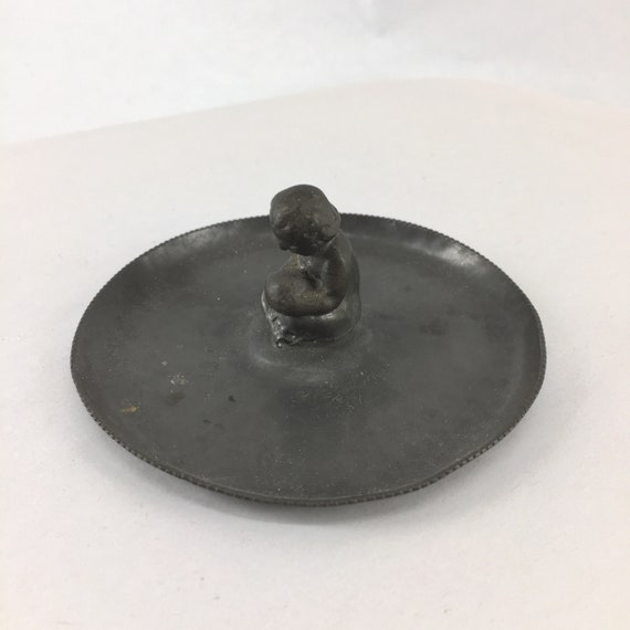 Pewter Ring / Pin Dish With Sitting Child — c1920/