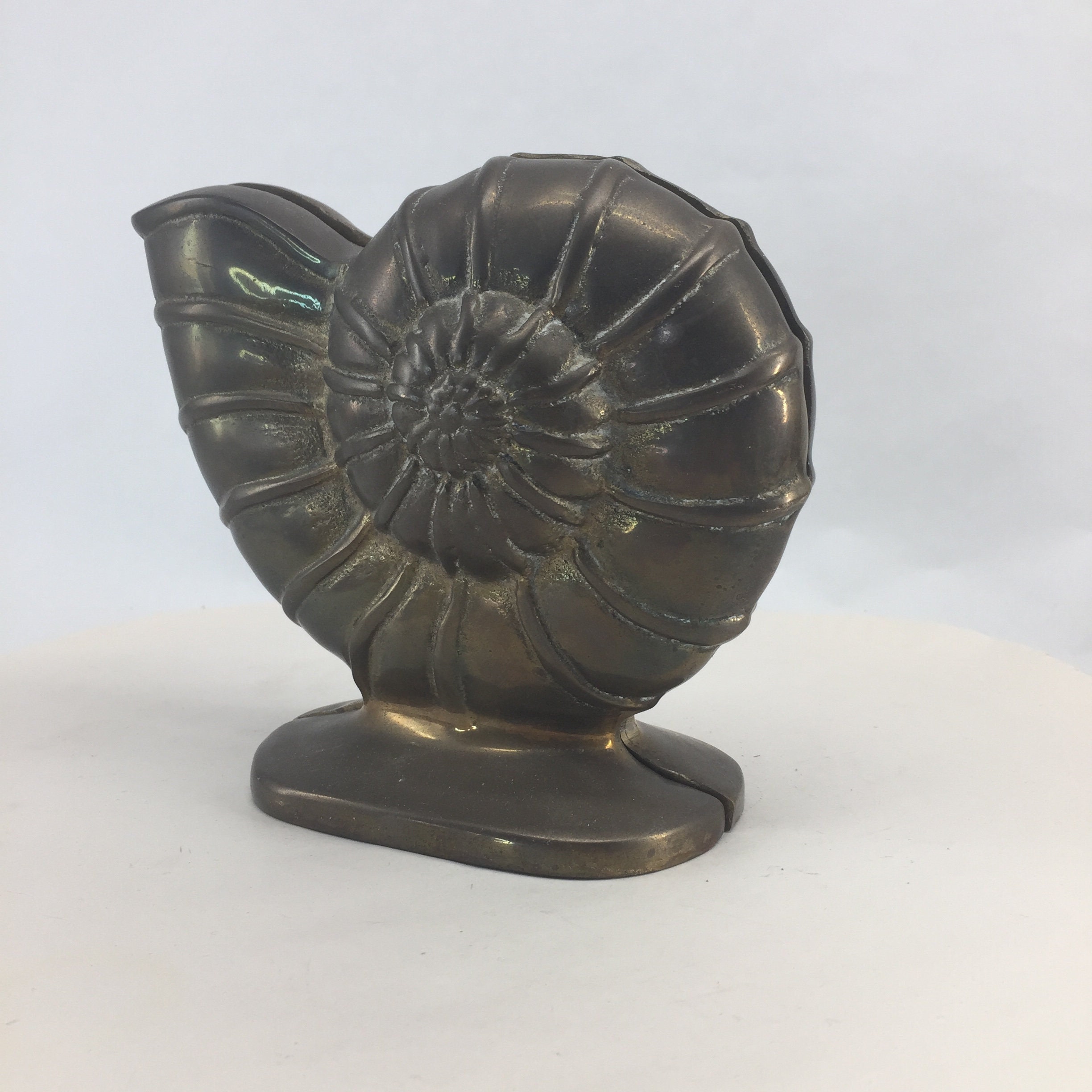 French Brass Nautilus Shell Paper Weight Bookend Objet d'Art Decor - Ruby  Lane