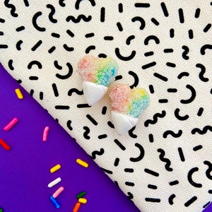Shave Ice Snow Cone Earrings | Clay Earrings | Stud | Clip On | Snack Collection