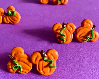 Pumpkin Spice Polymer Clay Earrings: Halloween Studs or Clip-Ons