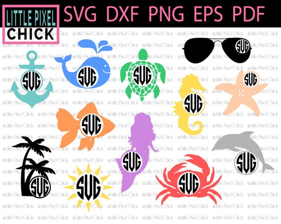 Download Monogram SVG Bundle SVG Files Summer Monogram SVG Beach | Etsy