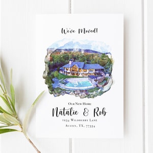 New Address Card | Moving Announcement | Custom House Portrait | Portrait From Photo | Watercolor Home Portrait | New Home | We've Moved