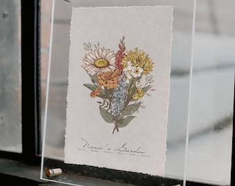 Birth Flower Bouquet | Personalized Family Garden Art Gift Personalized Garden Print Mothers Day Gift for Grandma Birth Month Flower Art