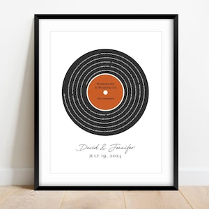 Personalized Record Vinyl Lyrics Print Gift, Our First Dance Song, Wedding Gift, Personalized Gift for Couple, Anniversary Gift, wedding him