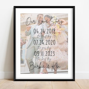 First Day Yes Day Best Day Sign,Love Story Sign Special Dates Sign Met Engaged Married dates,Gift For Him,Valentine&#39;s Gifts,Our Story So Far
