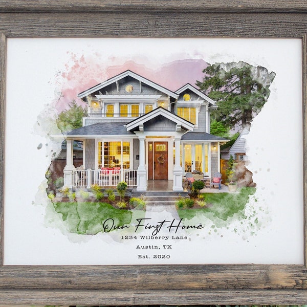 CUSTOM WATERCOLOR HOUSE Portrait - Realtor Gifts for clients, Personalized Gifts, Realtor Gifts, Closing Gifts From Realtor, Closing Gifts