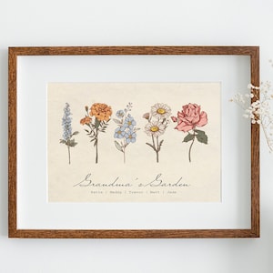 Birth Flower Personalized Gift, Custom Personalized Printable Gift, Personalized Garden Print, Mothers Day Gift, Birth Month Flower Art