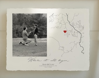 Engagement gift, Engagement Map & Photo, Engagement gift for couple, Newly engaged gift, Personalized Engagement Gift