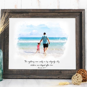Dad Custom Portrait from Photo, Father&#39;s Day Gift, Dad Personalised Watercolor Painting, Father Custom Gift, Dad Best Gift Ever