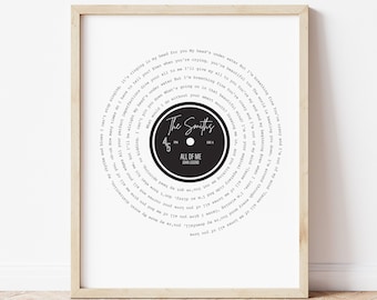 Song Lyrics Wall Art, Vinyl Record Custom Wedding Song Lyrics First Dance Song 1st Anniversary Gift  Wedding Gift First Anniversary Day Gift