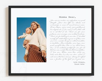 Personalized Letter to Mom with Childhood Nostalgic Photo on Hand-torn Paper for Mothers