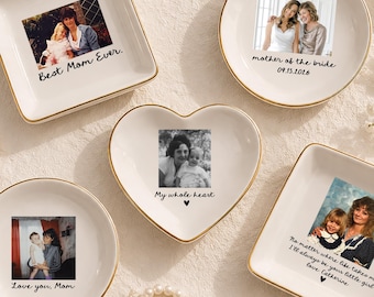 Personalized Mom Photo Jewelry Dish: Ceramic Trinket Tray Gift for Mom, Thank You Grandma, Birthday Ring Dish Gift, Mom Gift from Daughter