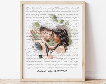 1st Anniversary Gift for Husband, Personalized Gift Wedding Song Lyrics Art, First Dance Song Anniversary Gift for Him, Paper Anniversary