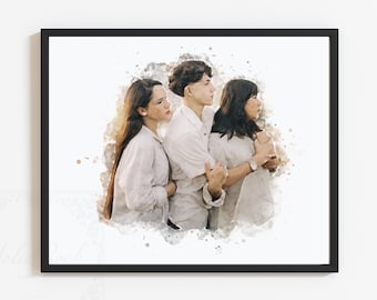 Watercolor Painted Portrait from Photo for Mother's Day Gift, Daughter or Son & Mom, Grandma, Framed Gift for Daughter in Law