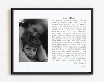 Personalized Letter to Mom with Childhood Nostalgic Photo on Hand-torn Paper for Mothers